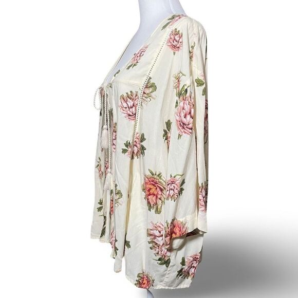 SKYE’S THE LIMIT Floral Kimono, Front Tie Closure, 3/4 Sleeves, Size M - Picture 5 of 8